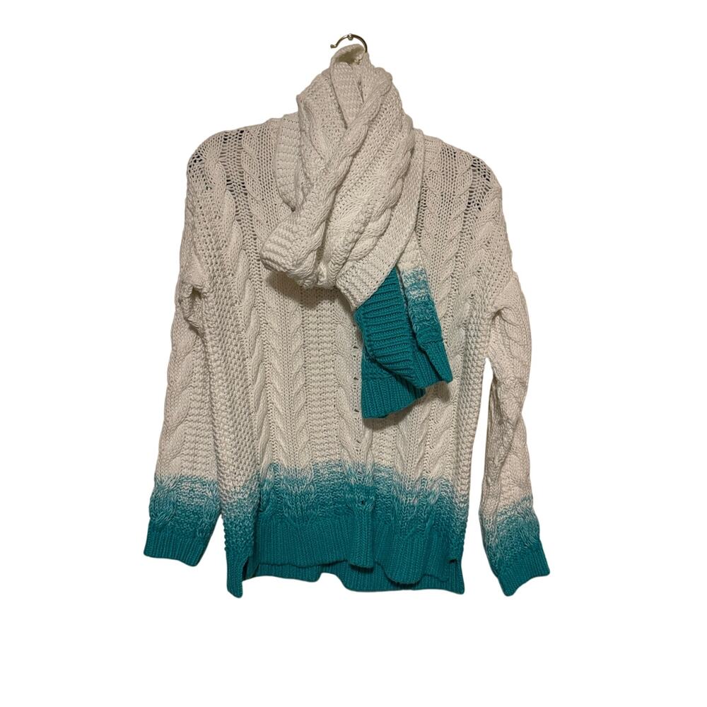 Tommy Bahama Carmel Cable Ombre Sweater Scarf Set XS NWT Teal